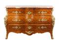 Louis XV Style Parquetry Commode w Marble Top