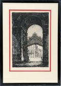 112314 SIGNED ETCHING IMPERIAL PALACE GATE VIENNA