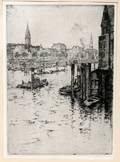112307 ETCHING 148x123 CITY VIEW OF AMSTERDAM
