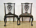 Pair of George III Chippendale mahogany dining chairs ca 1770