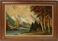 110316 RANALDO OIL ON CANVAS MOUNTAIN LAKE SCENE