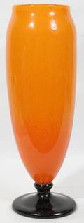 102259 DEGUE FRENCH ART GLASS ORANGE  BROWN VASE