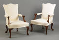 Pair of Continental mahogany open armchairs mid 18th c