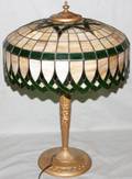 102265 PAINTED METAL  SLAG GLASS TABLE LAMP C1920