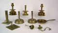 Group of 18th and 19th c brass tableware