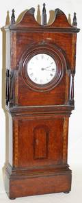 112332 INLAID MAHOGANY CASE CLOCK H28 W95 D3