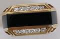 112349 18K ONYX  3CT DIAMOND GENTS RING