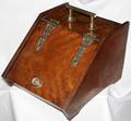 111470 ENGLISH WALNUT COAL SCUTTLE  BRASS SCOOP