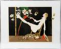 102318 LITHOGRAPH ON PAPER WOMAN WEXOTIC ANIMALS