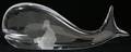 102288 BLOWN CRYSTAL WHALE DECORATED W ETCHED MAN