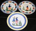 120375 QUIMPER PAINTED FRENCH PLATES THREE DIA8