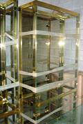 113277 BRASS  GLASS CABINET H80 W36 D145