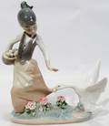 112383 LLADRO GIRL HOLDING BASKET OF EGGS WGOOSE