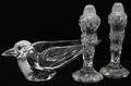110414 CUT CRYSTAL SALT  PEPPER SHAKERS BIRD DISH