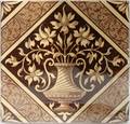 110390 SIGNED ANTIQUE ENGLISH POTTERY TILE W6 SQ