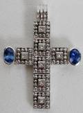 102357 SAPPHIRE  DIAMOND BOX STYLE CROSS PENDANT