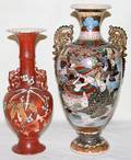 101505 JAPANESE SATSUMA POTTERY VASES EARLY 20TH C