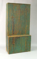 New England painted pine stepback cupboard early 19th c