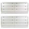 Pair of Rougier White  Chrome 6 Drawer Dressers