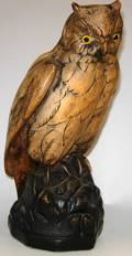 113661 PAINTED SCREECH OWL WGLASS EYES H14 W6