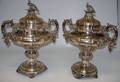 113635 SWEDISH SILVER COVERED URNS 1841 H13 W9
