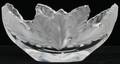 112414 LALIQUE CRYSTAL OVAL BOWL LEAF DESIGN W6 L8