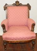 111579 EASTLAKE WALNUT ARMCHAIR WMEDALLION CREST