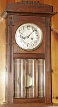 110434 ANTIQUE OAK SHELF CLOCK C1910 H29 W14