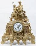 110431 ITALIAN BRASS PLATED MANTLE CLOCK 20TH C