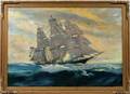 102402 AE TEMPLAR OIL ON CANVAS SAILING SHIP