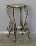 Victorian gilt metal marble top stand
