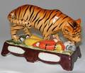 113380 PORCELAIN FIGURE TIGER OVER UNIFORMED MAN W6