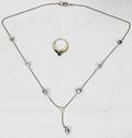 112460 14K WHITE GOLD NECKLACE WSILVER  RING