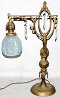 110477 METAL TABLE LAMP WVICTORIAN SHADE C1900