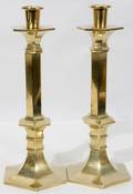 101599 BRASS CANDLESTICKS PAIR H12