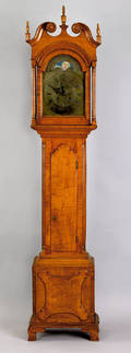 Philadelphia Chippendale tiger maple tall case clock ca 1775