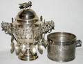 101645 VICTORIAN SILVERPLATE SUGAR BOWL WSPOONS