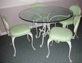 101615 IRON TERRACE TABLE WGLASS TOP  SIDE CHAIRS