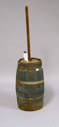 Blue painted butter churn
