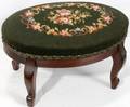 120540 WALNUT NEEDLEPOINT FOOT STOOL H10 W18 D12