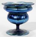 111668 LC TIFFANY BLUE FAVRILE GLASS VASE AS IS