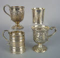 Four Philadelphia coin silver mugs 19th c