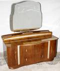 101664 ART DECO STYLE WALNUT VANITY C1940 H57 W49