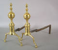 Pair of New York Federal brass andirons early 19th c
