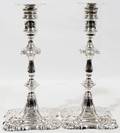 121031 GEORGE II STERLING SILVER CANDLESTICKS 1755