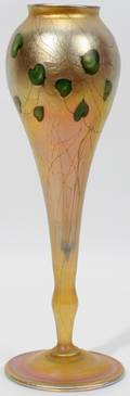 121003 L C TIFFANY GOLD FAVRILE FLORIFORM VASE