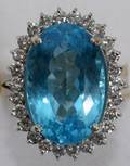 120017 BLUE TOPAZ  DIAMOND RING