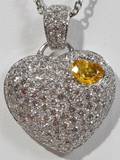 120058 1CT YELLOW SAPPHIRE  3CT DIAMOND PENDANT