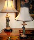 113019 CHINESE FIGURAL LAMPS PAIR H29 OVERALL