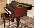 113001 STORY  CLARK MAHOGANY GRAND PIANO WBENCH